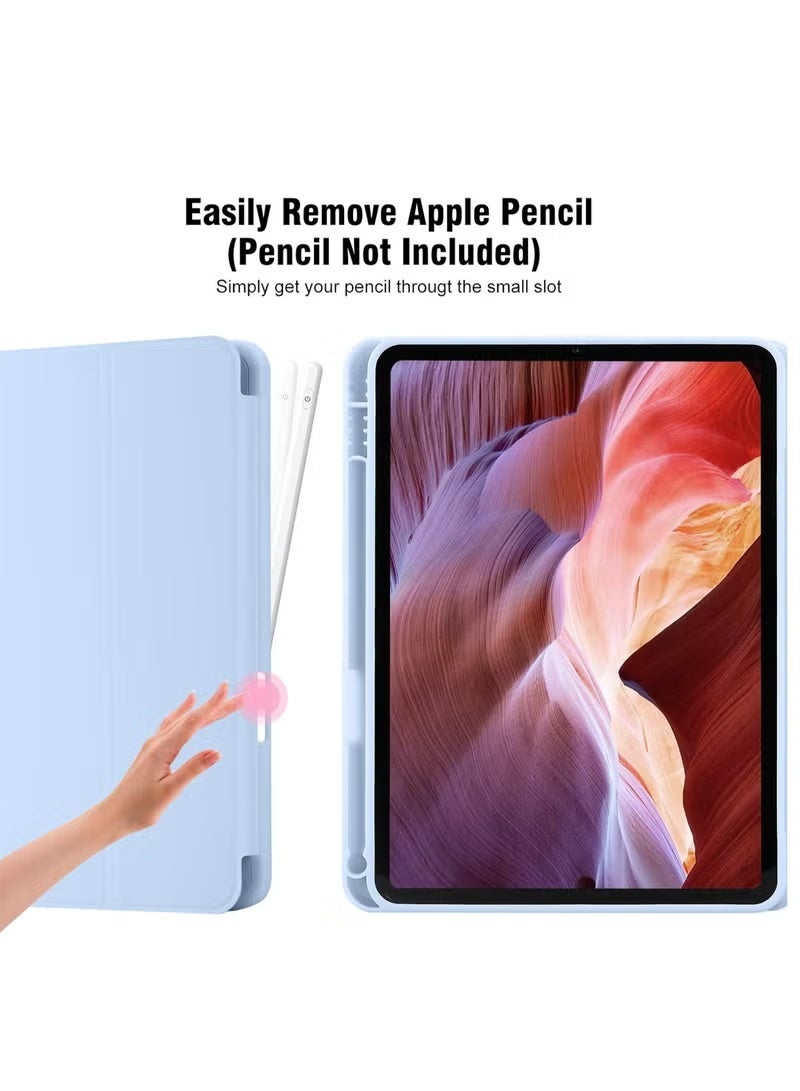 BLUMENIT iPad 10th Generation Case 2022 with Pencil Holder - Soft TPU Back Protective Smart Trifold Stand Cover for iPad 10.9 Inch (10th Gen), Auto Wake/Sleep - Sky Blue - Image 2
